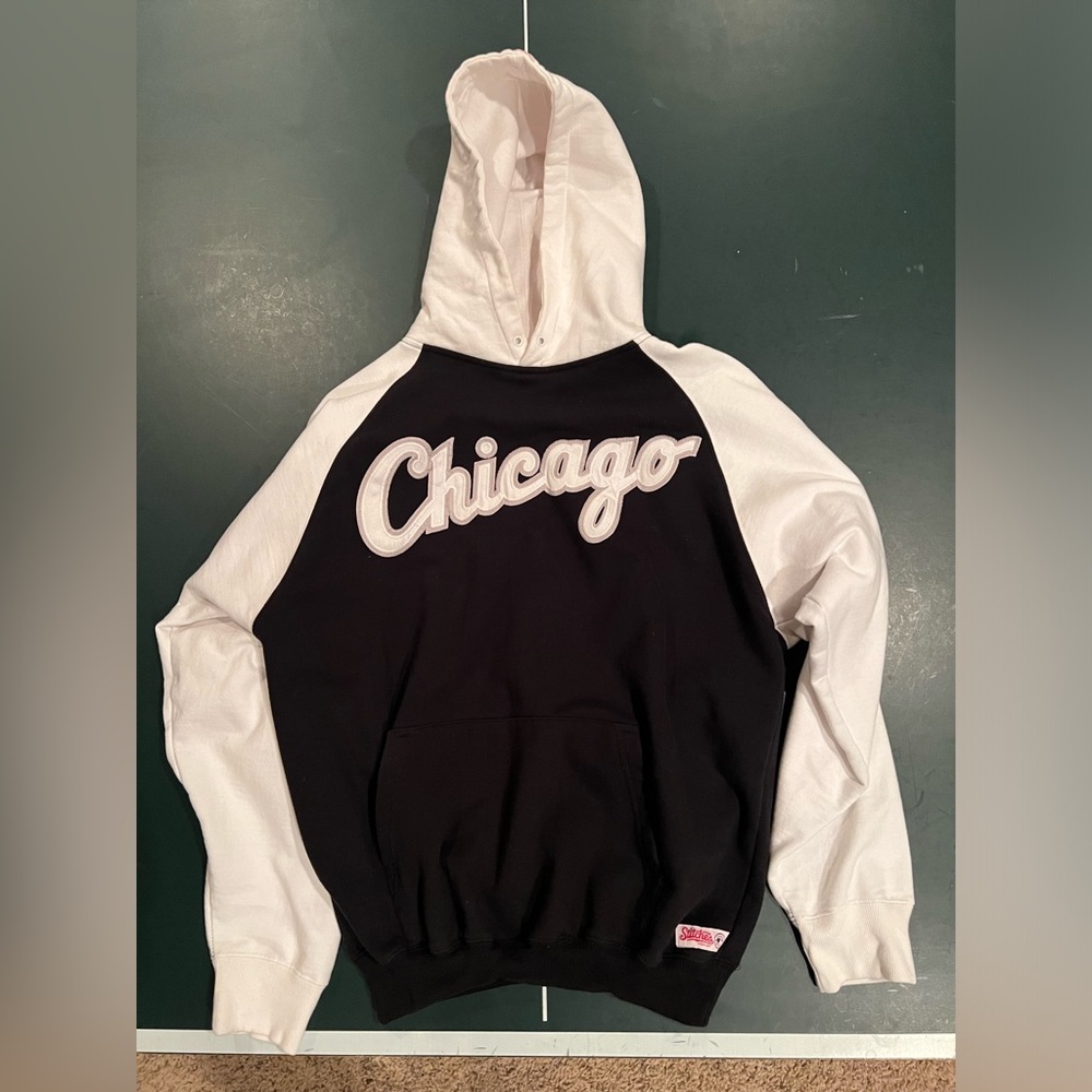 Chicago White Sox Black & White Stitches Hoodie - Adult Medium/Large